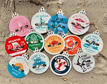 2025 Beach Tag Ornaments - Jersey Shore - Sea Isle City - Ocean City - Avalon - Cape May