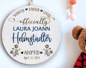 Custom Adoption Announcement Keepsake Sign personalized diy officially adopted Wanted Chosen Loved Wall hanging decoration customized