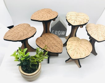 Tiny Riser Table Set | Monstera Leaf shaped Laser cut | diy | houseplant | decoration | decor | Houseplant riser | Plant table deco