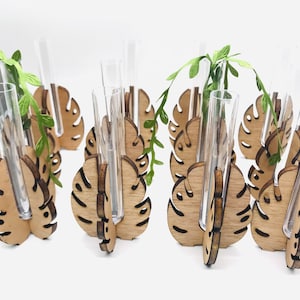Monstera Leaf Propagation Station: Laser Cut Wood Plant Holder