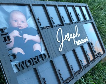 Baby's First Year Photo Collage Frame - Create a Custom 14-Photo Frame - DIY Keepsake for Birth through One Year - Nursery Decor Craft diy