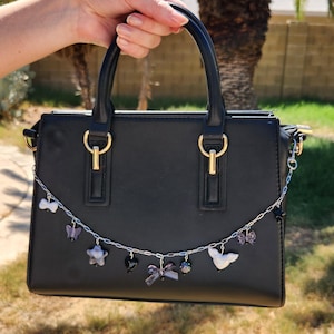 Black and White Charms Silver Bag Chain