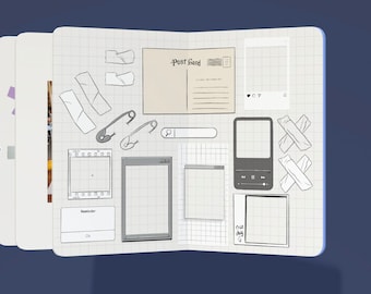 Digital journal elements - Illustrated frames, tape, polaroid