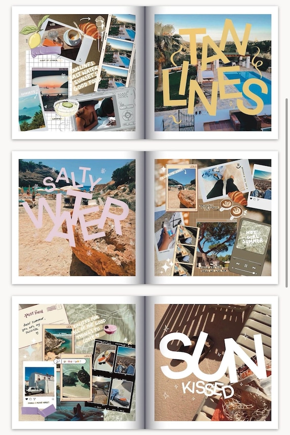 Summer Personalized photo album | Unique holiday gift, personalized journal, photo collage template, Photography template, coffee table book
