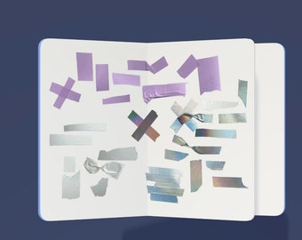 Digital journal elements, planner, woodnotes | Stickerbundle  Tape (metallic, purple, white)