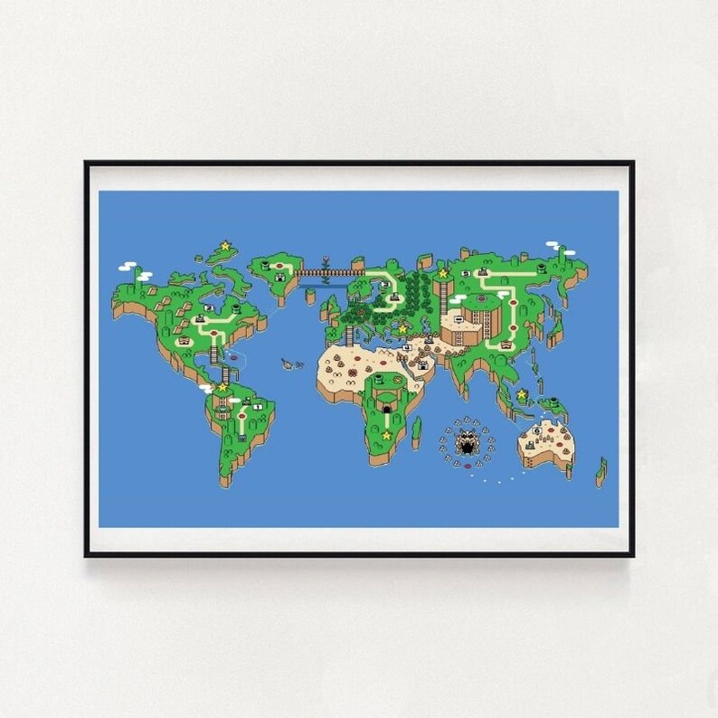 Super World Inspired Wall Art Gift Poster Etsy
