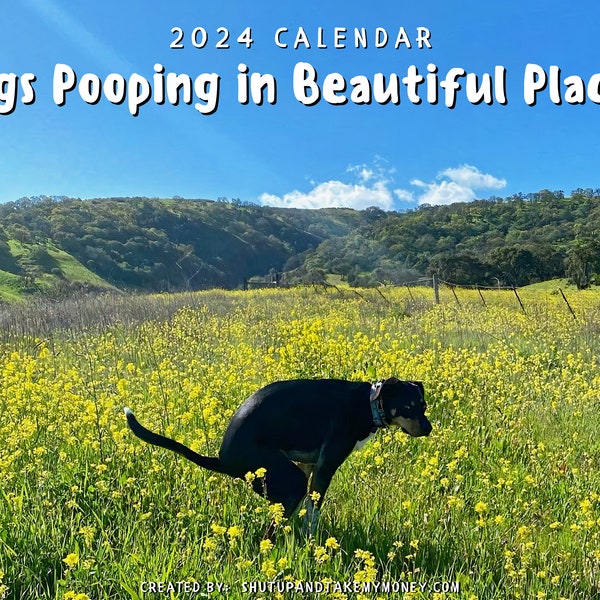 dogs-pooping-in-beautiful-places-calendar-etsy-uk