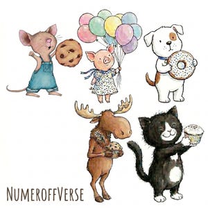 Pacchetto di personaggi per libri di fiabe di Numeroffverse / Illustrazioni ad acquerello (download digitale)