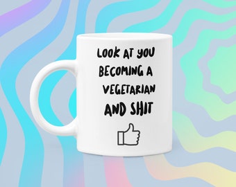Vegetarian gifts for women and men, vegetarian mug, gift for vegetarian, vegetarianism, vegetarian gift idea, funny vegetarian gift