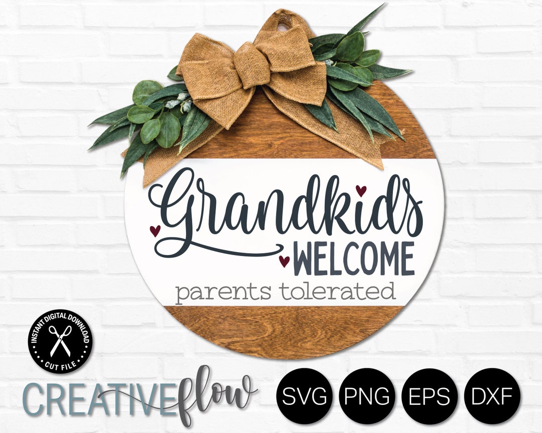 Home Home Sign Grandkids Welcome Front Door Sign Front Door Decoration Round Door Sign Door Hanger Grandparents Gift