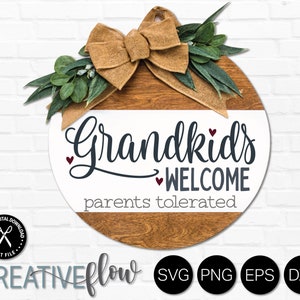 Grandkids Welcome Front Door Sign