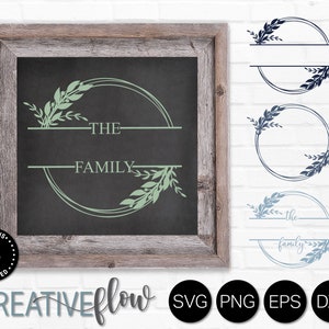 Wreath Svg - Split Monogram SVG Bundle - Family Svg - Last Name Svg - Floral Frame for Welcome Sign, Doormat, Mug - Cricut Projects PNG