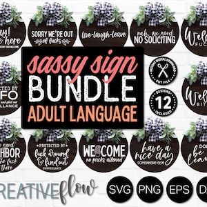 Sarcastic Door Hanger SVG Bundle for Funny Welcome Mat, Doormat, Porch Sign | Adult Humor for Cricut Projects | Commercial Use | PNG