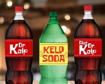 Dr. Kelp & Kelp Soda Bottle Labels: DIY Party Decor (Digital Download)