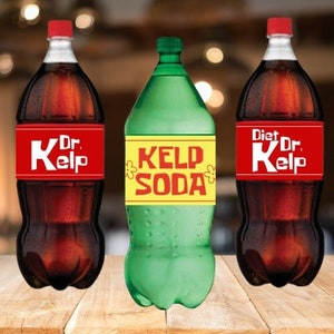Bundle Dr. Kelp and Kelp Soda Digital Labels - Printable Bikini Bottom Labels Enthusiasts - DIY Party Decor, Unique Bottle Labels