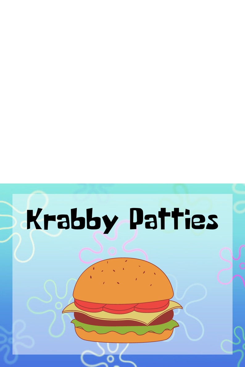 Etiquetas de comidas do fundo do mar: decorações de festa do Bob Esponja (arquivos digitais) imagem 5