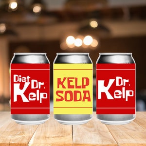 Bundle Dr. Kelp and Kelp Soda Digital Labels - Printable Bikini Bottom Labels for Enthusiasts - DIY Party Decor, Unique Can Labels
