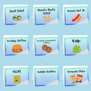 Etiquetas de comidas do fundo do mar: decorações de festa do Bob Esponja (arquivos digitais) imagem 3