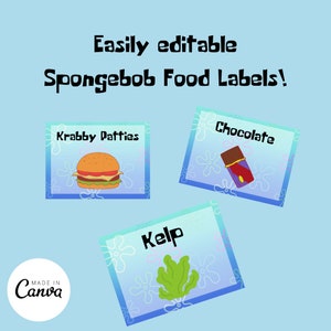 Cartoon Under the Sea Food Labels Set of 22 - Printable PNG, PDF, JPG Party Decorations - Instant Download Digital Files