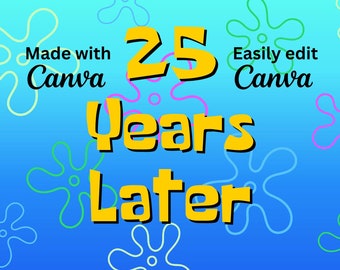 Cartoon 25 Years Later Poster - Nostalgic Artwork Celebrating Bikini Bottom&#39;s Timeless Charm
