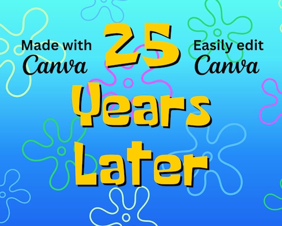 Cartoon 25 Years Later Poster - Nostalgic Artwork Celebrating Bikini Bottom's Timeless Charm