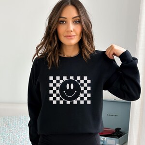 Smiley Checkered Crewneck Sweater | Sweaters | 90s Aesthetic