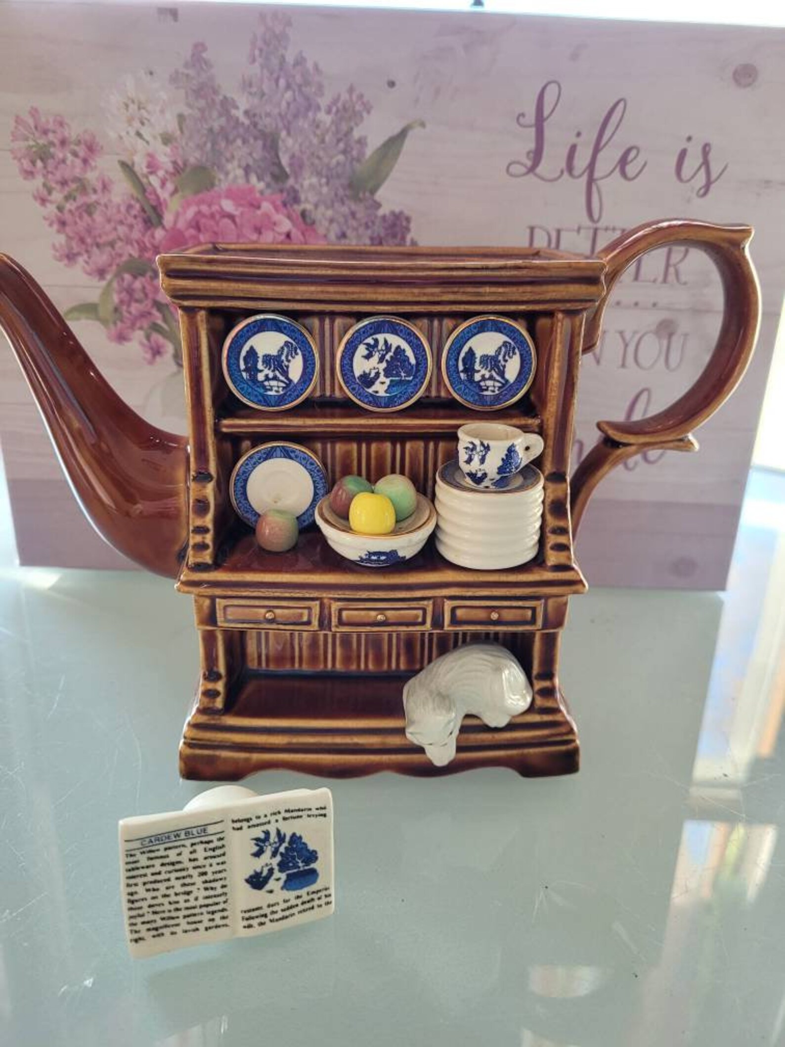 RARE Paul Cardew Teapot Blue Willow Medium Welsh Dresser w cat Etsy