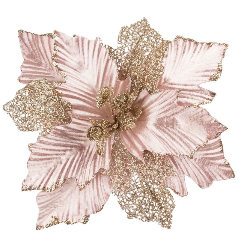 Pink and Gold Christmas Tree Flower Pick Pack of 6 Christmas Etsy