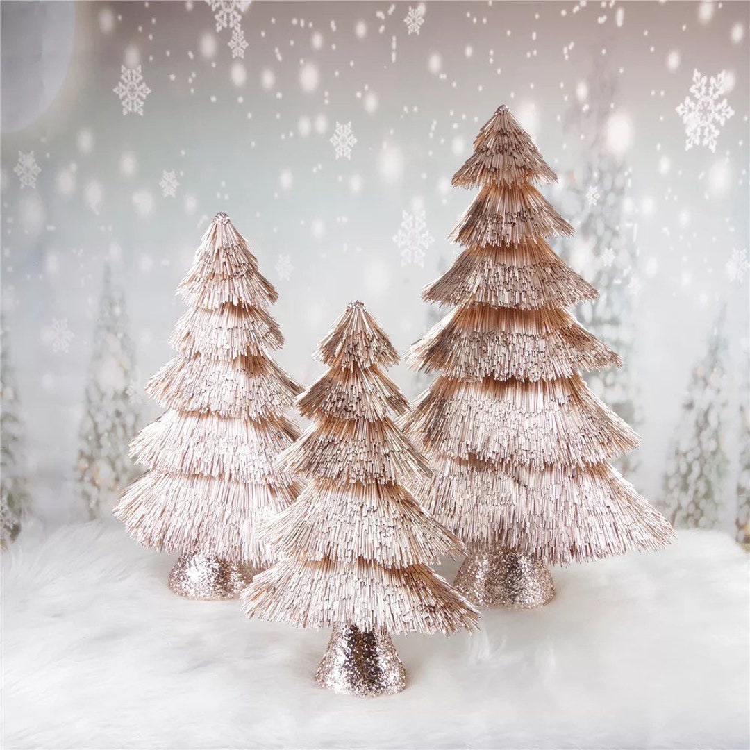 Set of 3 Rose Gold Glitter Christmas Tree Christmas Tree - Etsy UK