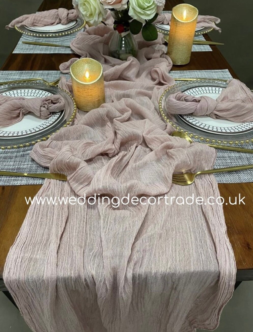 Dusky Pink Cheesecloth Table Runner / Cheesecloth Table Runner Etsy