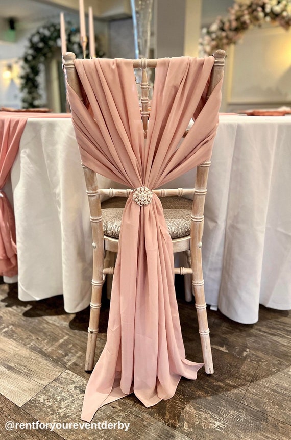 Dusky Pink Chiffon Chair Sash / Wedding Chair Sash / Pink Sash / Pink  Wedding Decoration / Chiffon Vertical Sash