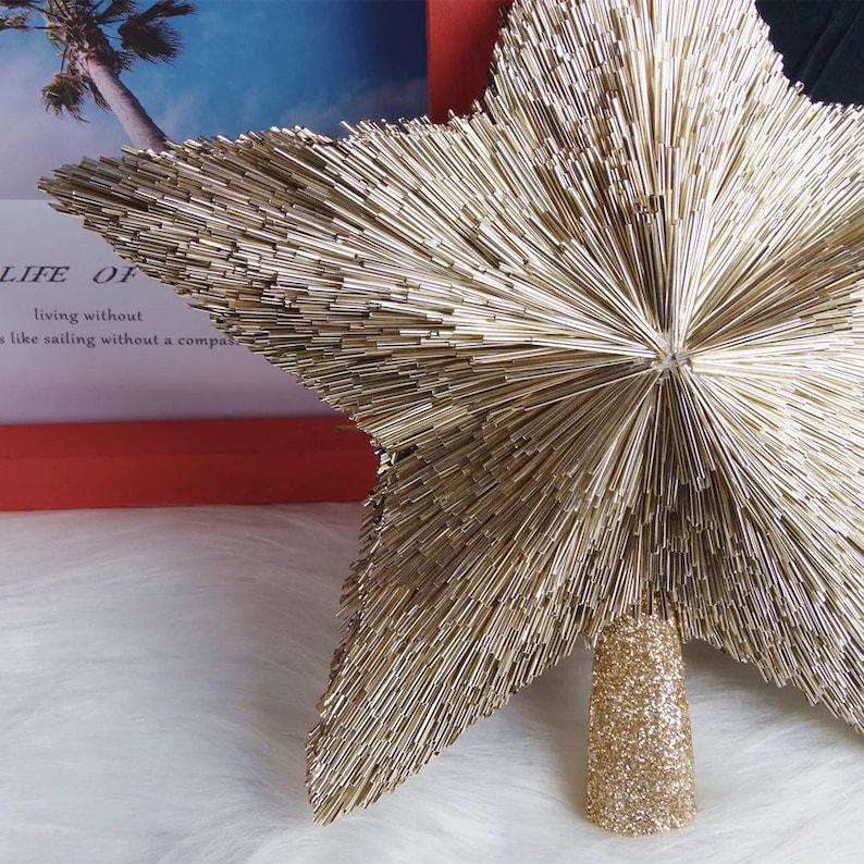 Large Champagne Gold Christmas Tree Star Topper / Luxury Etsy