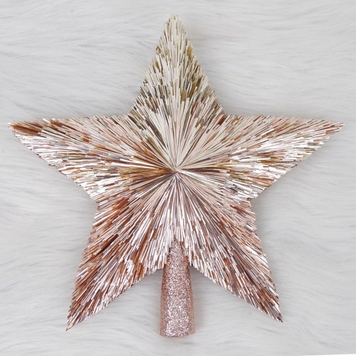 Christmas Star Tree Topper Soft Gold Glitter Etsy