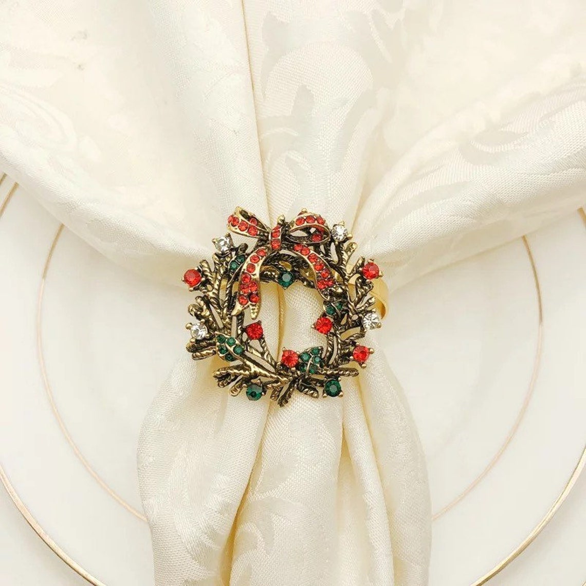 Christmas Wreath Napkin Rings Set Christmas Napkin Rings - Etsy UK