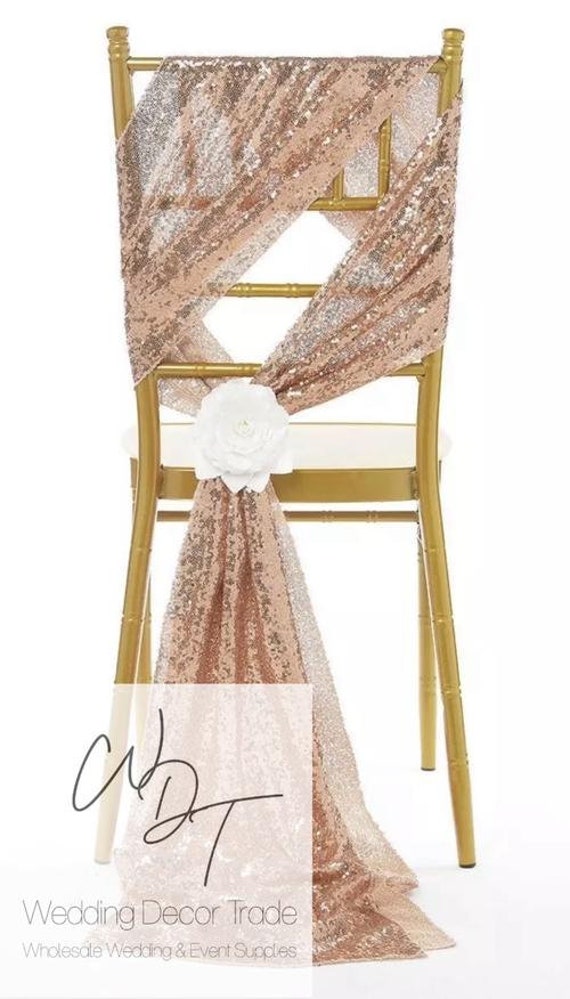 Sequin Chair Sash Rose Gold Etsy UK