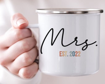 Mrs. and Mrs. Enamel Campfire Mug | Lesbian Wedding Gift