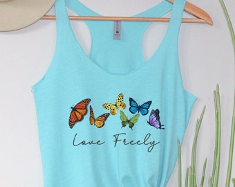 Rainbow Butterfly Pride Tank Top | LGBT Women's Racerback