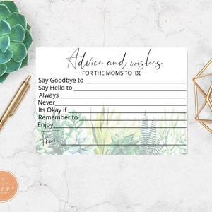 LGBT Baby Shower Game | Advice & Wishes for | Moms-to-Be | Dads-to-be | Gay Lesbian Pregnancy | Non-binary |  Succulent and Greenery Theme