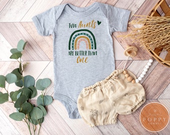 Two Aunts are Better Baby Bodysuit | Lesbian Aunts, Pregnancy Announcement