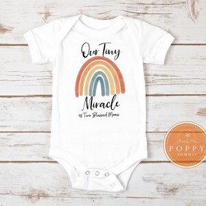 Our Tiny Miracle | Pregnancy Announcement Bodysuit | Lesbian mom baby bodysuit | LGBT baby | Two moms baby gift | IVF Baby Bodysuit |