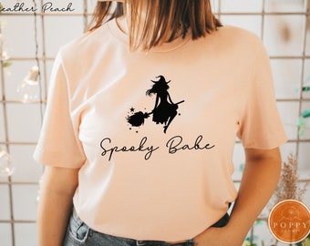 Spooky Babe Witch Graphic Tee, Halloween Mom Shirt