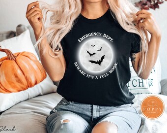 Emergency Nurse Halloween T-Shirt | Full Moon Graphic Tee