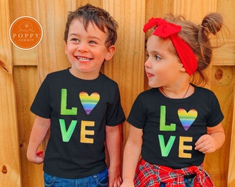 Rainbow Heart Love Toddler Pride Shirt | LGBT Kids Tee
