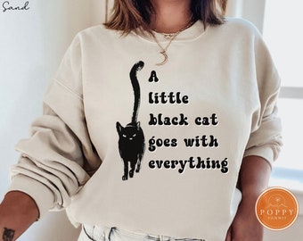 Funny Black Cat Sweatshirt, Halloween Cat Owner Gift