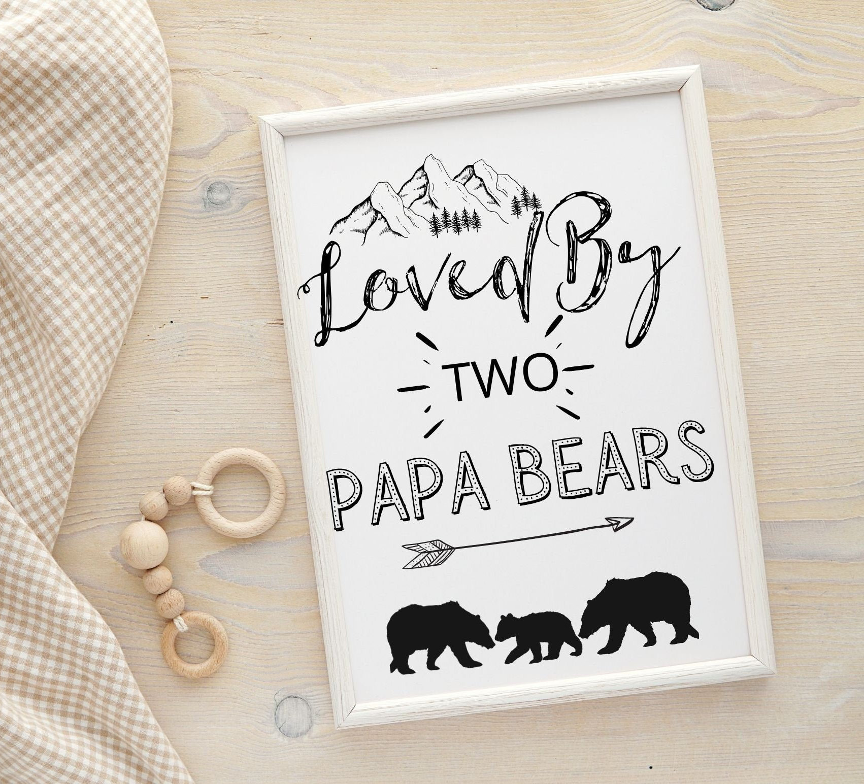 Geliebt von zwei Papabären Print; LGBT Familie Wandkunst; Kinderzimmer Drucke; Digitaler Download
