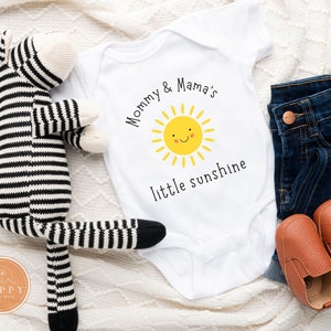 Mommy and Mama's Little Sunshine Baby Bodysuit | Two Moms Expecting | Lesbian Parents | LGBT Newborn Coming Home Outfit | Baby Shower Gift