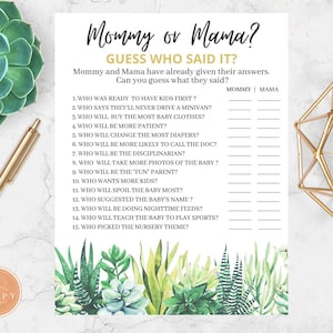 LGBT Baby Shower Game | Lesbian Gay Pregnancy | Two Moms Expecting | Two Dads Expecting | Succulent and Greenery Theme