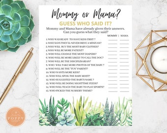 LGBT Baby Shower Game | Succulent Theme, Mommy or Mama (PDF)