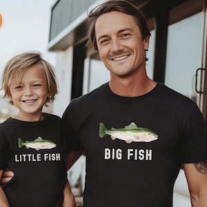 Big Fish Little Fish Matching Father&#39;s Day Shirts | Father Son T-shirts | Fishing Buddies | Gift for Dad