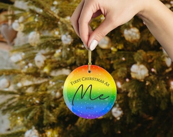 Custom Rainbow Pride Ornament | First Christmas, LGBTQA Gift